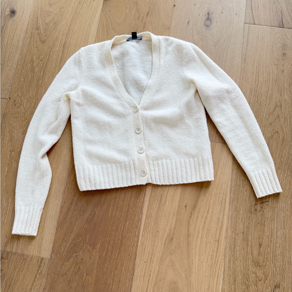 James perse Brushed Cashmere Cropped V-Neck Cardigan